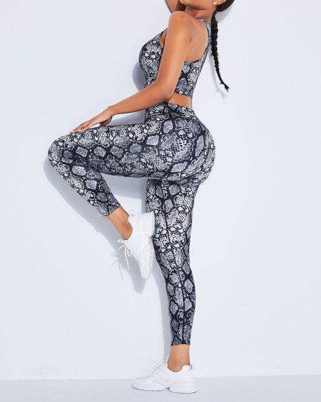 Snake Pattern High Rise Sports Suit