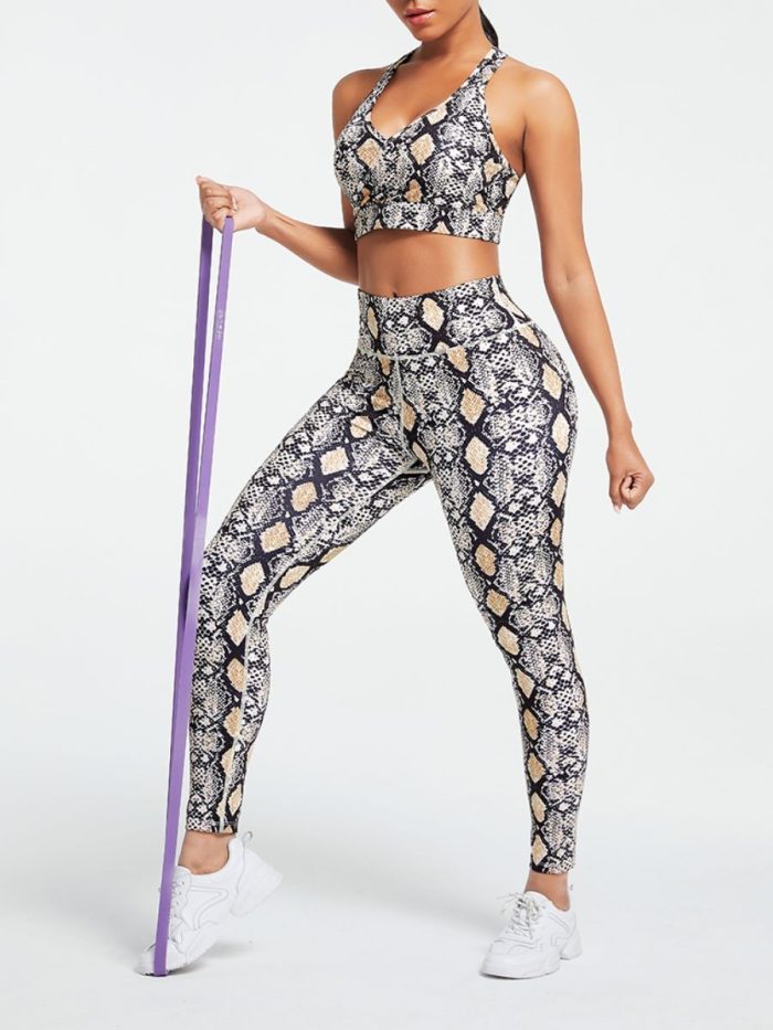 Snake Pattern High Rise Sports Suit